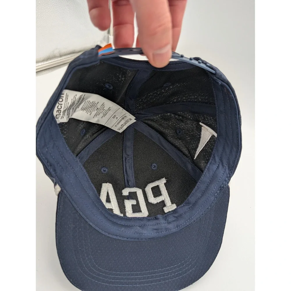Macron PGA Golf Hat Navy Blue White Rope Snapback Performance Cap JR USA008/26